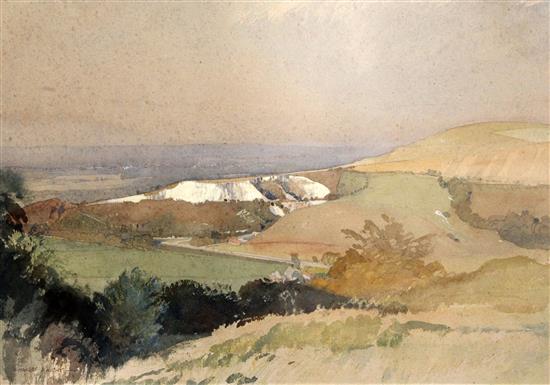 Charles Knight RWS ROI October Evening, Wolstonbury from Newtimber Hill, Sussex 14 x 21.5in.